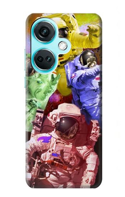 W3914 Colorful Nebula Astronaut Suit Galaxy Funda Carcasa Case y Caso Del Tirón Funda para OnePlus Nord CE3