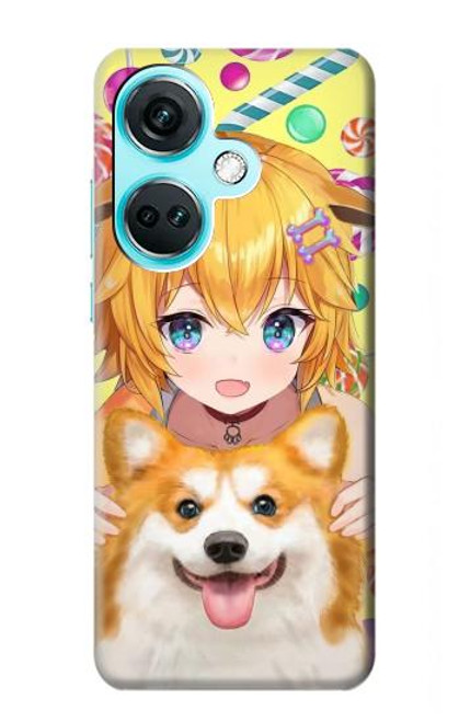 W3918 Baby Corgi Dog Corgi Girl Candy Funda Carcasa Case y Caso Del Tirón Funda para OnePlus Nord CE3