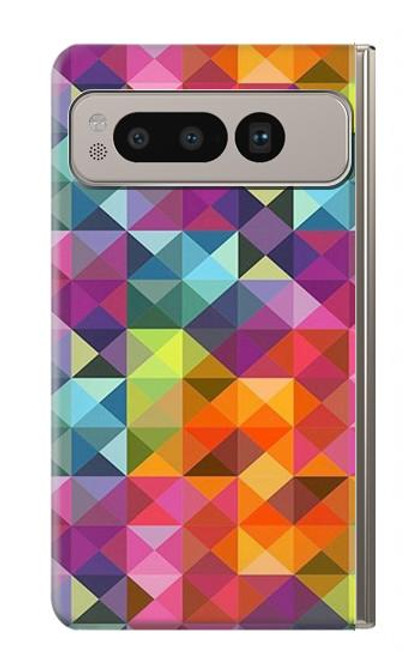 W3477 Abstract Diamond Pattern Funda Carcasa Case y Caso Del Tirón Funda para Google Pixel Fold