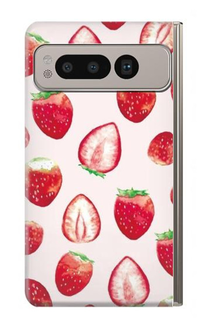 W3481 Strawberry Funda Carcasa Case y Caso Del Tirón Funda para Google Pixel Fold