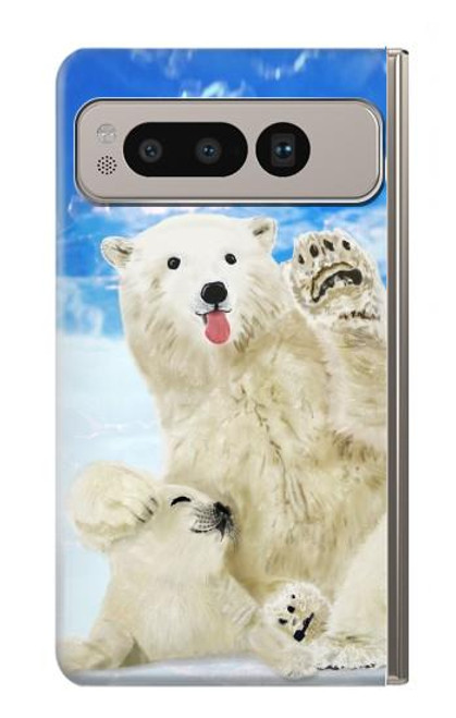 W3794 Arctic Polar Bear and Seal Paint Funda Carcasa Case y Caso Del Tirón Funda para Google Pixel Fold