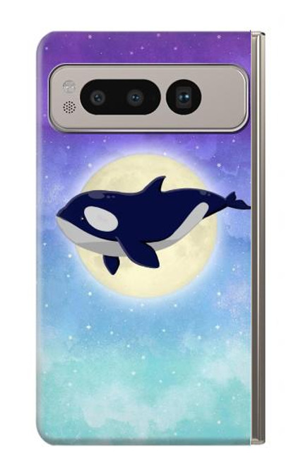 W3807 Killer Whale Orca Moon Pastel Fantasy Funda Carcasa Case y Caso Del Tirón Funda para Google Pixel Fold