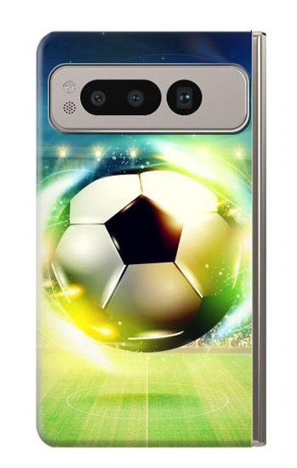W3844 Glowing Football Soccer Ball Funda Carcasa Case y Caso Del Tirón Funda para Google Pixel Fold