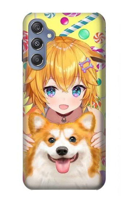 W3918 Baby Corgi Dog Corgi Girl Candy Funda Carcasa Case y Caso Del Tirón Funda para Samsung Galaxy M34 5G