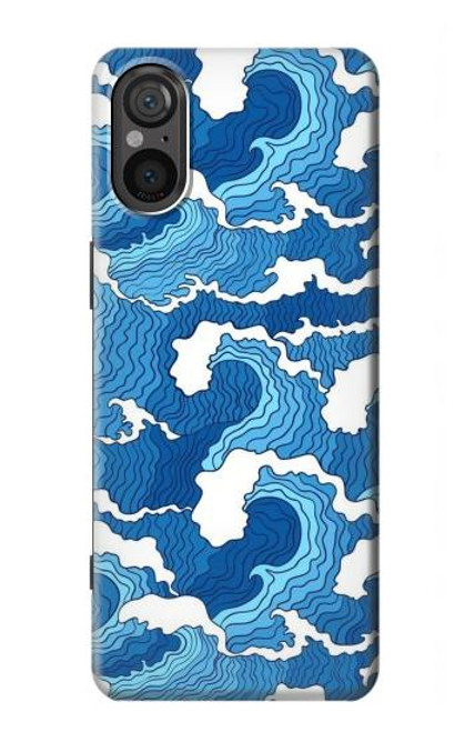 W3901 Aesthetic Storm Ocean Waves Funda Carcasa Case y Caso Del Tirón Funda para Sony Xperia 5 V