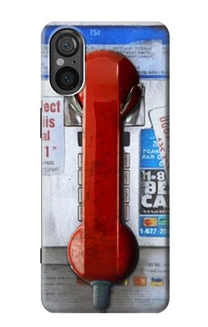 W3925 Collage Vintage Pay Phone Funda Carcasa Case y Caso Del Tirón Funda para Sony Xperia 5 V