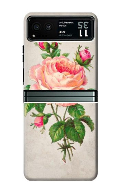 W3079 Vintage Pink Rose Funda Carcasa Case y Caso Del Tirón Funda para Motorola Razr 40