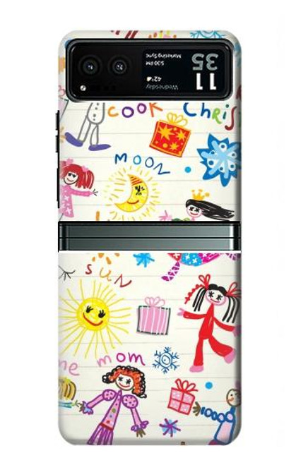 W3280 Kids Drawing Funda Carcasa Case y Caso Del Tirón Funda para Motorola Razr 40