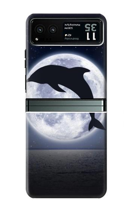 W3510 Dolphin Moon Night Funda Carcasa Case y Caso Del Tirón Funda para Motorola Razr 40