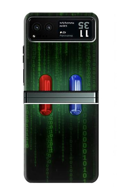 W3816 Red Pill Blue Pill Capsule Funda Carcasa Case y Caso Del Tirón Funda para Motorola Razr 40