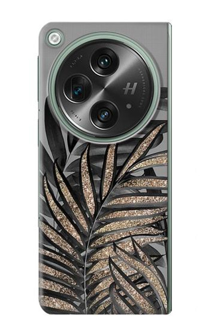 W3692 Gray Black Palm Leaves Funda Carcasa Case y Caso Del Tirón Funda para OnePlus OPEN