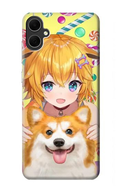 W3918 Baby Corgi Dog Corgi Girl Candy Funda Carcasa Case y Caso Del Tirón Funda para Samsung Galaxy A05