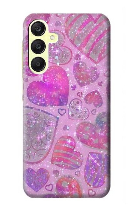 W3710 Pink Love Heart Funda Carcasa Case y Caso Del Tirón Funda para Samsung Galaxy A25 5G