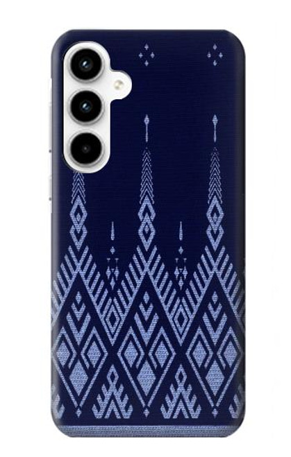 W3950 Textile Thai Blue Pattern Funda Carcasa Case y Caso Del Tirón Funda para Samsung Galaxy A35 5G