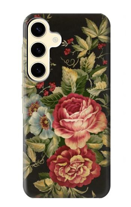 W3013 Vintage Antique Roses Funda Carcasa Case y Caso Del Tirón Funda para Samsung Galaxy S24