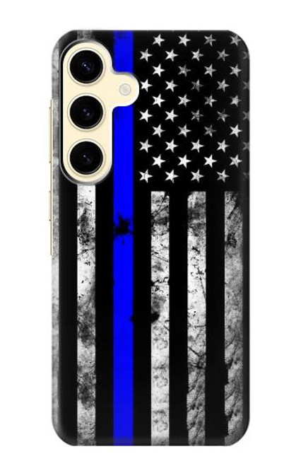 W3244 Thin Blue Line USA Funda Carcasa Case y Caso Del Tirón Funda para Samsung Galaxy S24