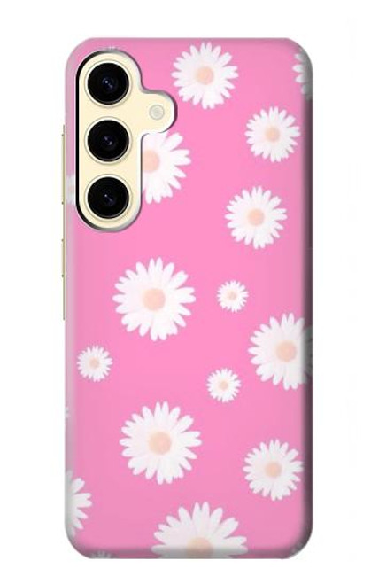 W3500 Pink Floral Pattern Funda Carcasa Case y Caso Del Tirón Funda para Samsung Galaxy S24