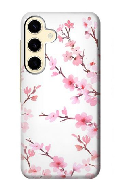 W3707 Pink Cherry Blossom Spring Flower Funda Carcasa Case y Caso Del Tirón Funda para Samsung Galaxy S24