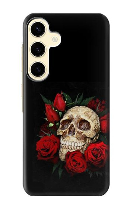 W3753 Dark Gothic Goth Skull Roses Funda Carcasa Case y Caso Del Tirón Funda para Samsung Galaxy S24