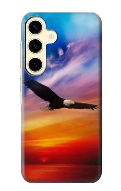 W3841 Bald Eagle Flying Colorful Sky Funda Carcasa Case y Caso Del Tirón Funda para Samsung Galaxy S24