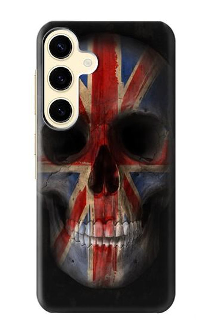 W3848 United Kingdom Flag Skull Funda Carcasa Case y Caso Del Tirón Funda para Samsung Galaxy S24