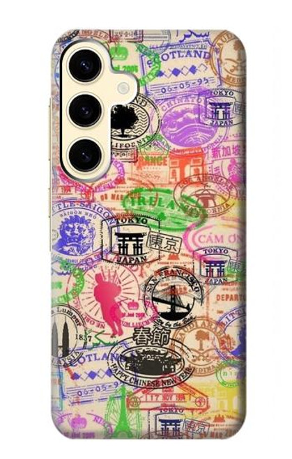 W3904 Travel Stamps Funda Carcasa Case y Caso Del Tirón Funda para Samsung Galaxy S24