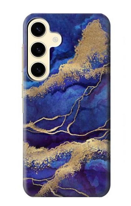 W3906 Navy Blue Purple Marble Funda Carcasa Case y Caso Del Tirón Funda para Samsung Galaxy S24