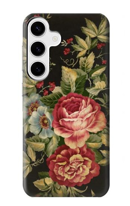 W3013 Vintage Antique Roses Funda Carcasa Case y Caso Del Tirón Funda para Samsung Galaxy S24 Plus