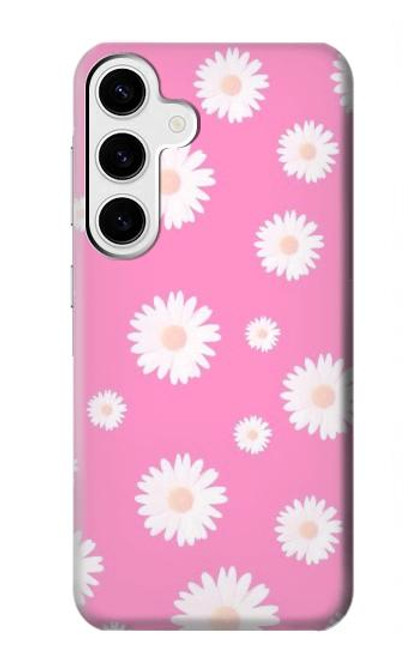 W3500 Pink Floral Pattern Funda Carcasa Case y Caso Del Tirón Funda para Samsung Galaxy S24 Plus