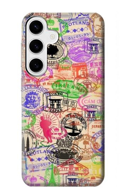 W3904 Travel Stamps Funda Carcasa Case y Caso Del Tirón Funda para Samsung Galaxy S24 Plus