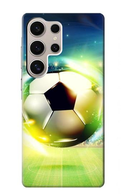 W3844 Glowing Football Soccer Ball Funda Carcasa Case y Caso Del Tirón Funda para Samsung Galaxy S24 Ultra