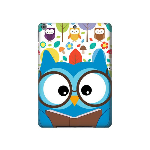 W2521 Cute Nerd Owl Cartoon Funda Carcasa Case para iPad 10.2 (2021,2020,2019), iPad 9 8 7