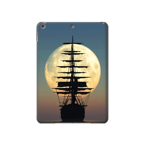 W2897 Pirate Ship Moon Night Funda Carcasa Case para iPad 10.2 (2021,2020,2019), iPad 9 8 7