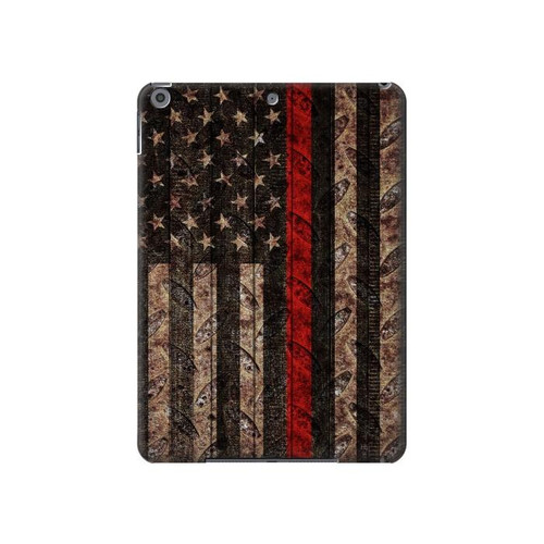 W3804 Fire Fighter Metal Red Line Flag Graphic Funda Carcasa Case para iPad 10.2 (2021,2020,2019), iPad 9 8 7