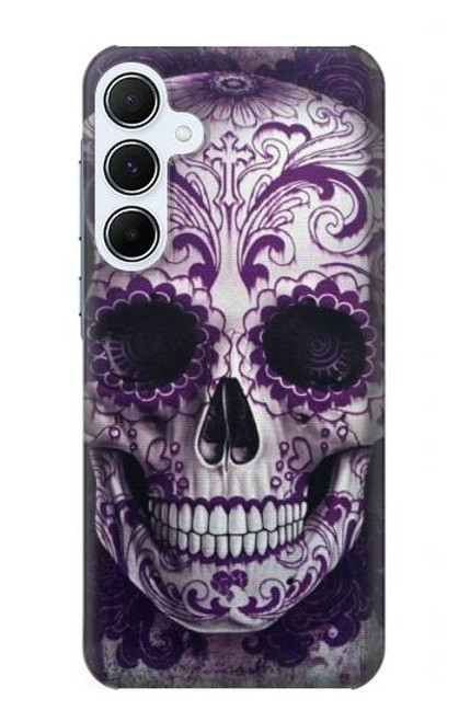 W3582 Purple Sugar Skull Funda Carcasa Case y Caso Del Tirón Funda para Samsung Galaxy A55 5G