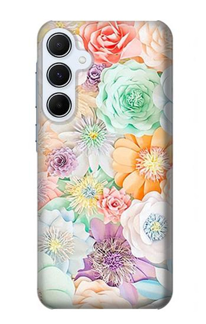 W3705 Pastel Floral Flower Funda Carcasa Case y Caso Del Tirón Funda para Samsung Galaxy A55 5G