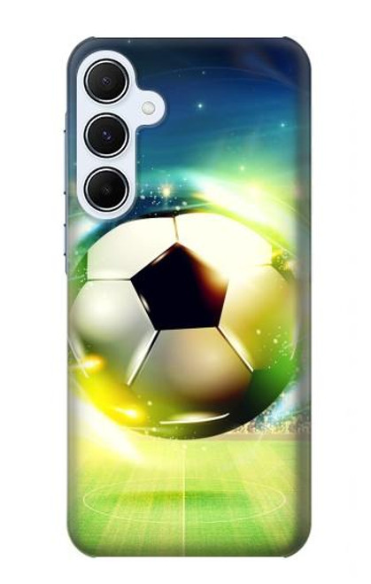 W3844 Glowing Football Soccer Ball Funda Carcasa Case y Caso Del Tirón Funda para Samsung Galaxy A55 5G