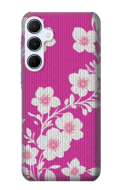 W3924 Cherry Blossom Pink Background Funda Carcasa Case y Caso Del Tirón Funda para Samsung Galaxy A55 5G