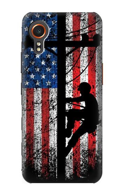 W3803 Electrician Lineman American Flag Funda Carcasa Case y Caso Del Tirón Funda para Samsung Galaxy Xcover7