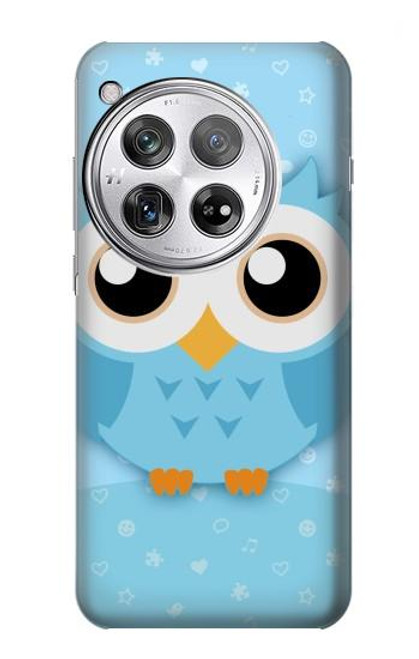 W3029 Cute Blue Owl Funda Carcasa Case y Caso Del Tirón Funda para OnePlus 12