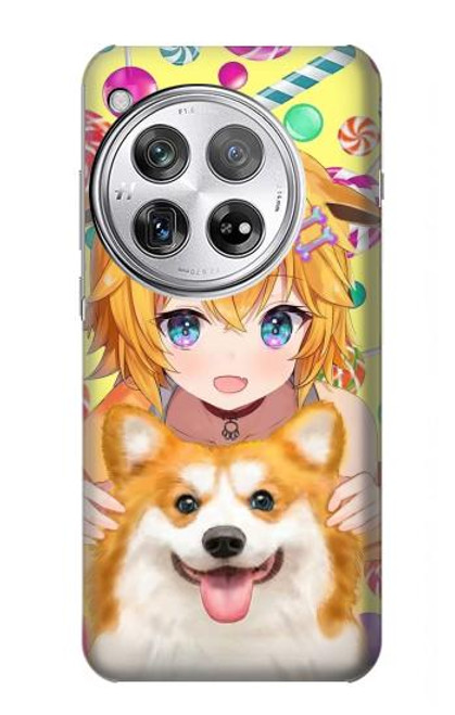 W3918 Baby Corgi Dog Corgi Girl Candy Funda Carcasa Case y Caso Del Tirón Funda para OnePlus 12