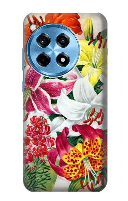 W3205 Retro Art Flowers Funda Carcasa Case y Caso Del Tirón Funda para OnePlus 12R