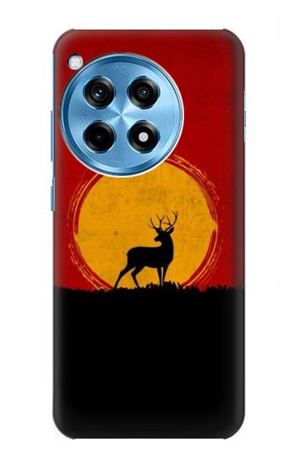 W3513 Deer Sunset Funda Carcasa Case y Caso Del Tirón Funda para OnePlus 12R