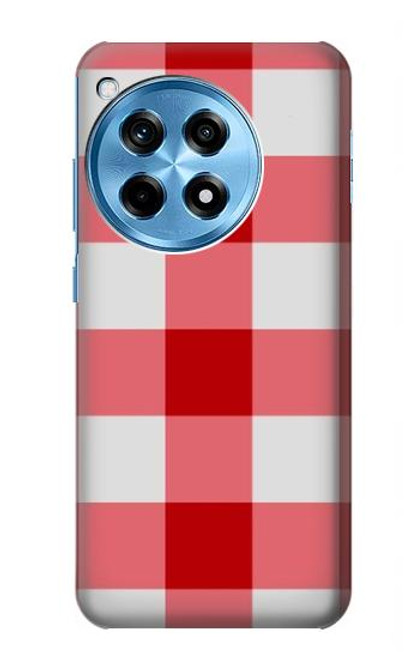 W3535 Red Gingham Funda Carcasa Case y Caso Del Tirón Funda para OnePlus 12R