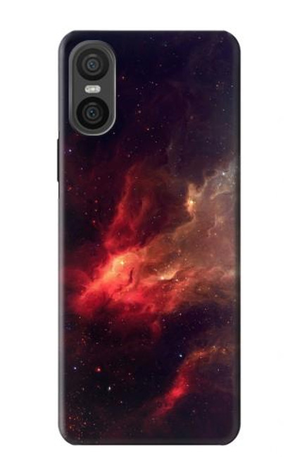 W3897 Red Nebula Space Funda Carcasa Case y Caso Del Tirón Funda para Sony Xperia 10 VI