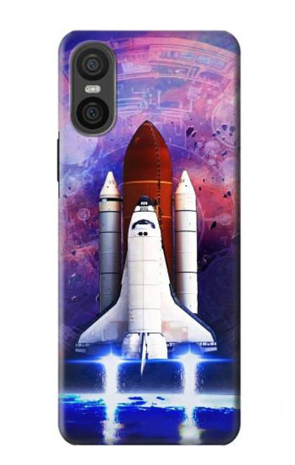 W3913 Colorful Nebula Space Shuttle Funda Carcasa Case y Caso Del Tirón Funda para Sony Xperia 10 VI