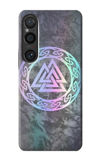 W3833 Valknut Odin Wotans Knot Hrungnir Heart Funda Carcasa Case y Caso Del Tirón Funda para Sony Xperia 1 VI