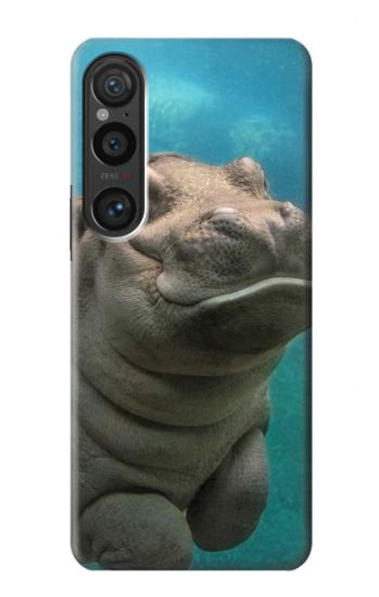 W3871 Cute Baby Hippo Hippopotamus Funda Carcasa Case y Caso Del Tirón Funda para Sony Xperia 1 VI