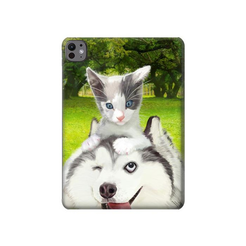 W3795 Kitten Cat Playful Siberian Husky Dog Paint Funda Carcasa Case para iPad Pro 11 (2024)
