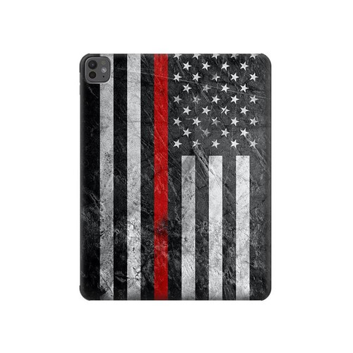 W3687 Firefighter Thin Red Line American Flag Funda Carcasa Case para iPad Pro 13 (2024)